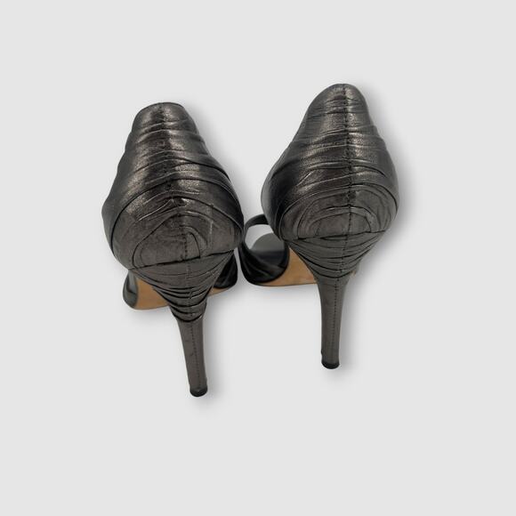 Manolo Blahnik Leather D’Orsay Peep Toe Heels Women’s Size 37.5 / 7.5 - Picture 6 of 9